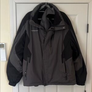Gray and Black Performance Jacket with High Collar
